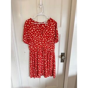 Madewell Button Front Tie Sleeve Retro Dress in Happy Hibiscus